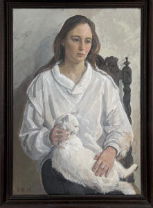 Woman with White Cat