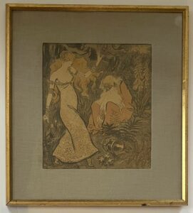 L’Enchanteur Merlin et la fée Vivien dans la foret de Broceliande